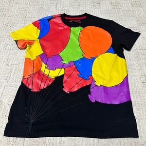 Bass By Ron Bass Men’s Medium Balloon Puff Print T-Shirt All Over AOP Abstract